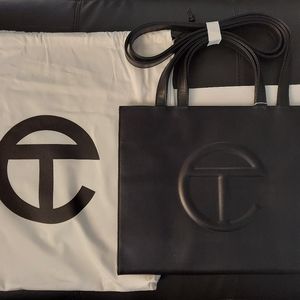 Telfar Black Medium Shopping Bag + Drawstring Bag